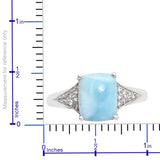 Platinum over Sterling Silver 4.75 cts. LARIMAR & ZIRCON Ring (size 9)