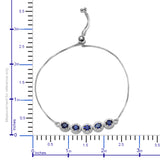 Platinum over Sterling Silver 2.7cts. Masoala SAPPHIRE 5 Gemstone Halo Adjustable Bracelet