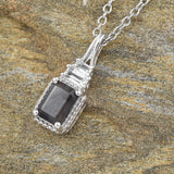 Platinum/Sterling Silver GRAY SAPPHIRE & TOPAZ Pendant & Magnetic Chain