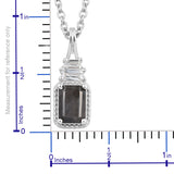 Platinum/Sterling Silver GRAY SAPPHIRE & TOPAZ Pendant & Magnetic Chain