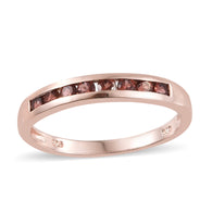 14K Rose Gold Sterling Silver Channel Set GARNET Stackable Ring