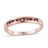 14K Rose Gold Sterling Silver Channel Set GARNET Stackable Ring