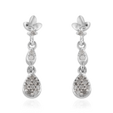 Platinum over Sterling Silver White Diamond Drop Dangle Earrings TDiaWt .15 cts