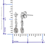 Platinum over Sterling Silver White Diamond Drop Dangle Earrings TDiaWt .15 cts