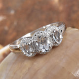 Platinum over Bond Brass 1.4 cts PETALITE 3 Stone Trilogy Ring (size 5)