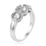 Platinum over Bond Brass 1.4 cts PETALITE 3 Stone Trilogy Ring (size 5)