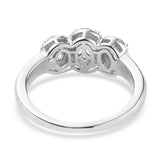 Platinum over Bond Brass 1.4 cts PETALITE 3 Stone Trilogy Ring (size 5)