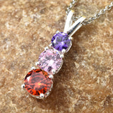 Sterling Silver Multi Colored CZ Pendant with 20" Chain with Magnetic Clasp