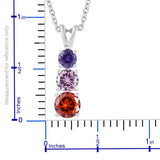 Sterling Silver Multi Colored CZ Pendant with 20" Chain with Magnetic Clasp