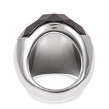 Stainless Steel Checkerboard Gray Glass Fancy Dome Ring (size 10)