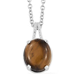 Sterling Silver TIGERS EYE Pendant with 20" Chain with Magnetic Clasp