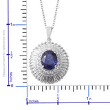 Platinum/Sterling Silver 3.9ct Blue SAPPHIRE & White Topaz Halo Pendant