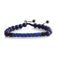 LAPIS Blue Faux Leather Woven & Beaded Friendship Adjustable Bracelet