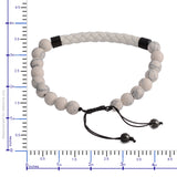 White Howlite Gemstone Bead & Faux Leather Woven Friendship Adjustable Bracelet