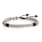 White Howlite Gemstone Bead & Faux Leather Woven Friendship Adjustable Bracelet