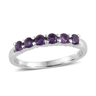 Stainless Steel AMETHYST 6 Gemstone Stackable Ring