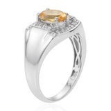 Platinum over Bond Brass Brazilian Citrine & White CZ Men's Ring (Size 12)