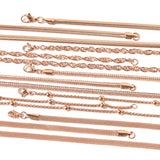 ION Plated Rose Gold Over Stainless Steel 5 Multi Link Chain Set all 20"