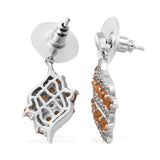 Platinum over Sterling Silver 1.30cts. Fire Opal & White Zircon Drop Earrings