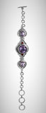 Sterling Silver Rose De France Amethyst & Garnet Toggle Closure Bracelet (7.25 in)