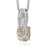 Platinum/Bond Brass CITRINE & Yellow CZ Pendant W/ Magnetic Clasp Chain 20"