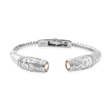 Stainless Steel Brazilian CITRINE Hinged Bangle Bracelet (7.25 in)