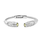 Stainless Steel Chinese Peridot Hinged Bangle Bracelet (7.25 in)