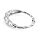 Stainless Steel WHITE TOPAZ Hinged Bangle Bracelet (7.25 in)