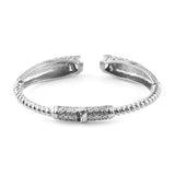 Stainless Steel WHITE TOPAZ Hinged Bangle Bracelet (7.25 in)