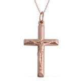 14K Rose Gold over Sterling Silver Crucifix Cross Pendant with Chain