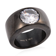 ION Black Plated Stainless Steel White 5ct. CZ Ring (size 8.5)