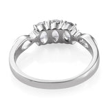 Stainless Steel PETALITE 3 Stone Trilogy Open Work Ring (size 8)