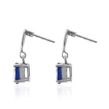 Platinum over Sterling Silver 4.75 cts. Blue SAPPHIRE Heart Drop Earrings