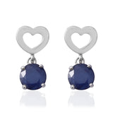 Platinum over Sterling Silver 4.75 cts. Blue SAPPHIRE Heart Drop Earrings