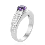 Stainless Steel 1.20 ct African AMETHYST Unisex Solitaire Ring