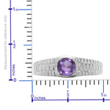 Stainless Steel 1.20 ct African AMETHYST Unisex Solitaire Ring