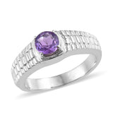 Stainless Steel 1.20 ct African AMETHYST Unisex Solitaire Ring