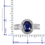 Rhodium/Sterling Silver Masoala SAPPHIRE & Topaz Halo Ring (3.50 cts)