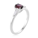 Sterling Silver Orrisa Rhodolite GARNET and White TOPAZ Solitaire Like Ring