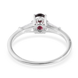 Sterling Silver Orrisa Rhodolite GARNET and White TOPAZ Solitaire Like Ring