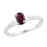 Sterling Silver Orrisa Rhodolite GARNET and White TOPAZ Solitaire Like Ring