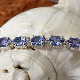 Platinum over Sterling Silver TANZANITE & White Zircon Adjustable Bracelet