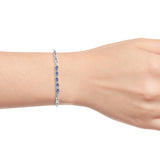 Platinum over Sterling Silver TANZANITE & White Zircon Adjustable Bracelet