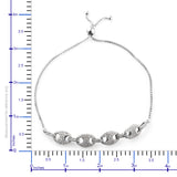 Platinum over Sterling Silver 1.00ct White Diamond Coffee Link Adjustable Bracelet