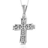 Platinum over Sterling Silver .25ct White Diamond Cross Pendant with 20" Chain