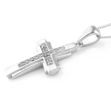 Platinum over Sterling Silver .25ct White Diamond Cross Pendant with 20" Chain