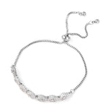 Stainless Steel White CZ Floral Adjustable Sliding Bracelet