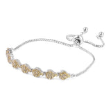 Stainless Steel Yellow CZ Floral Adjustable Sliding Bracelet