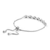 Stainless Steel Black CZ Floral Adjustable Sliding Bracelet