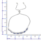 Stainless Steel Blue CZ Floral Adjustable Sliding Bracelet